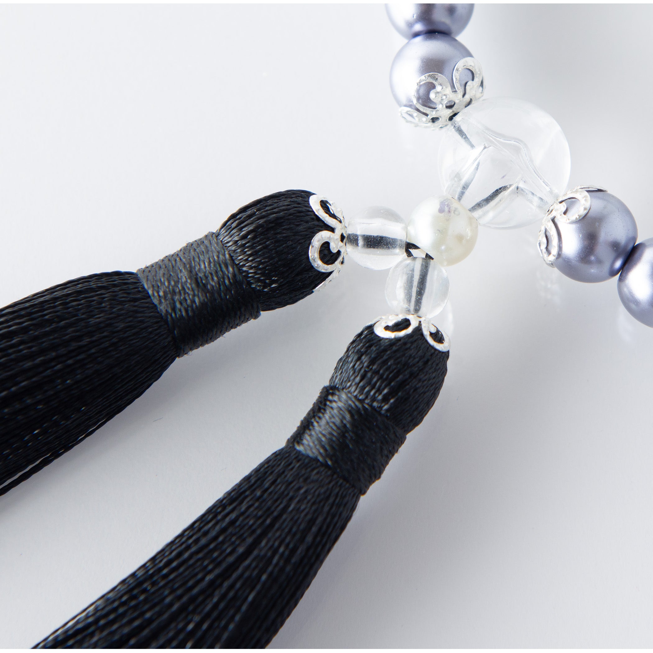 華すずか ブラック貝パール 本水晶 ヴェルベットシルク房