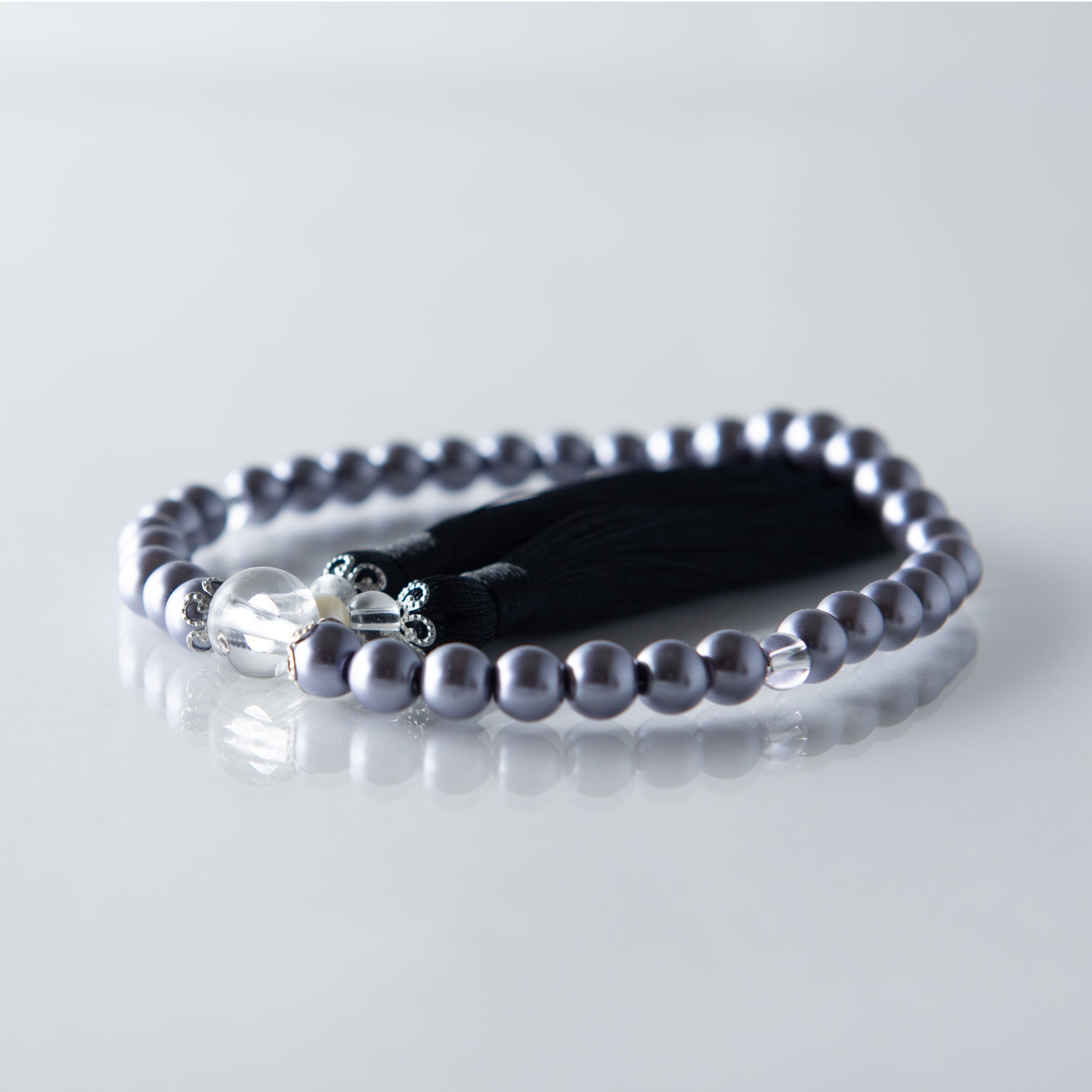 華すずか ブラック貝パール 本水晶 ヴェルベットシルク房