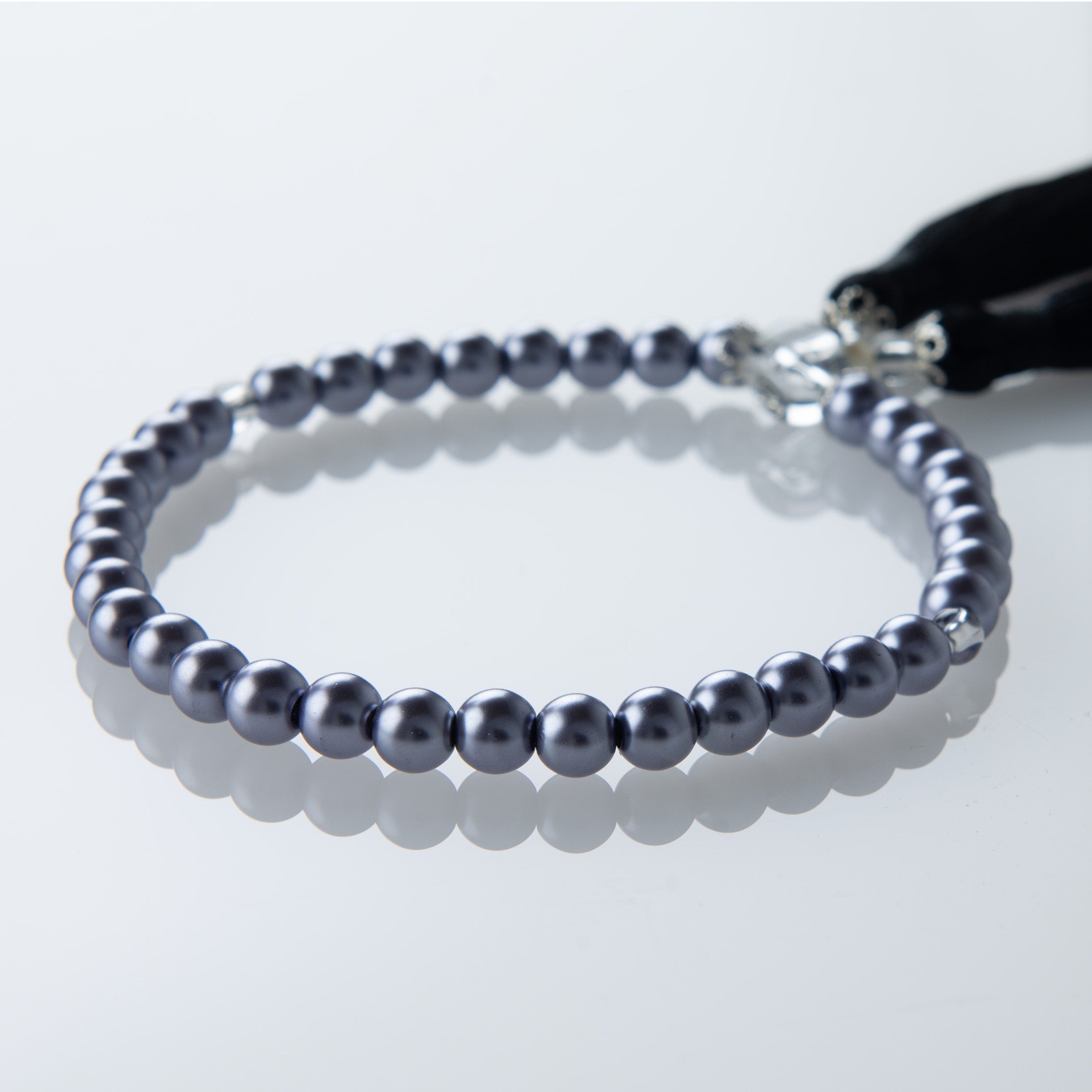 華すずか ブラック貝パール 本水晶 ヴェルベットシルク房