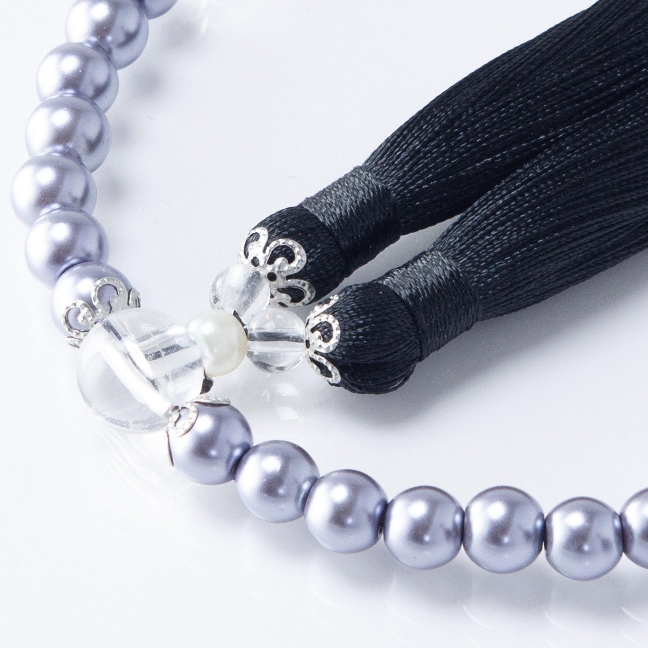 華すずか ブラック貝パール 本水晶 ヴェルベットシルク房