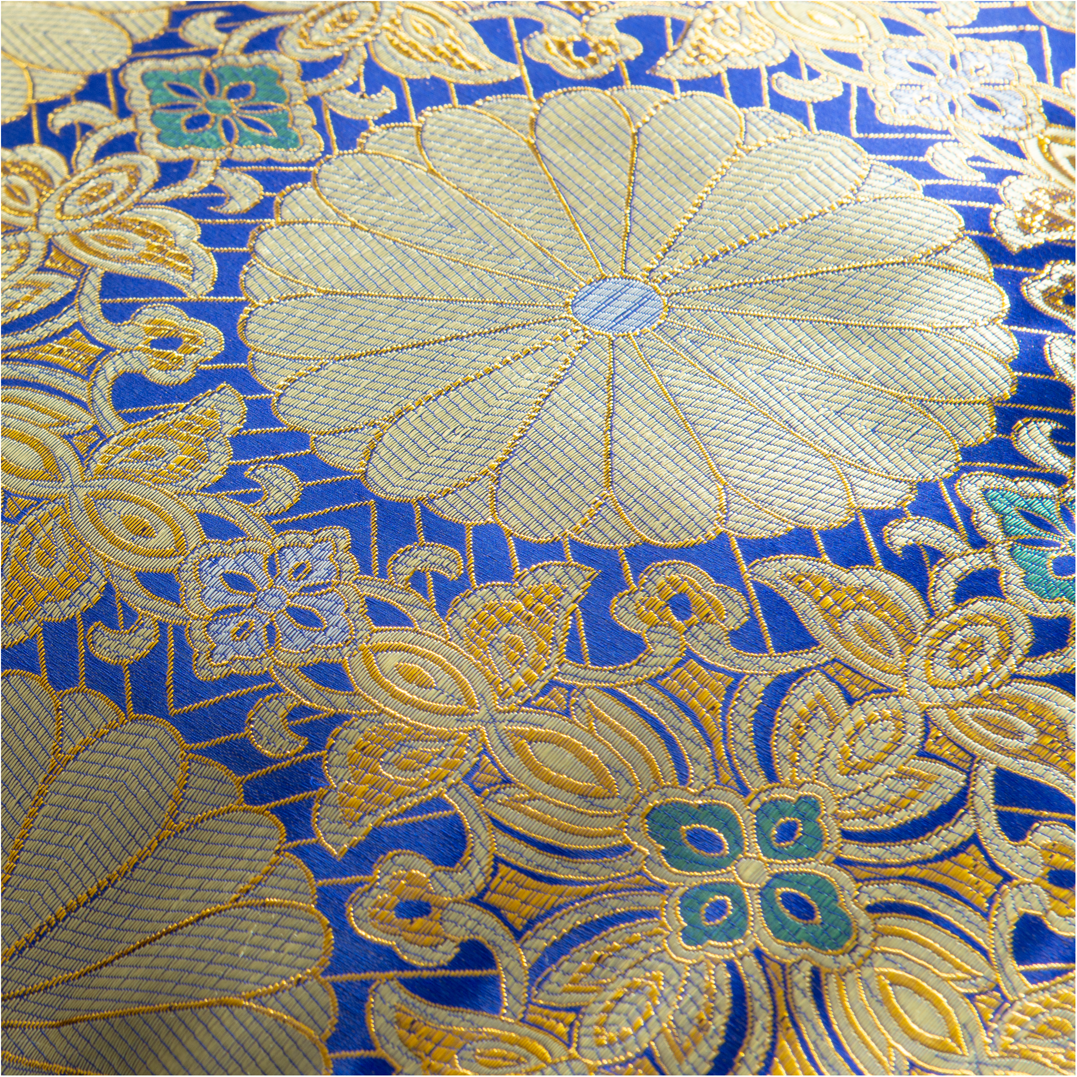 お仏壇 手と手 織り込み座布団 青