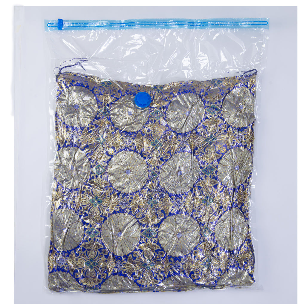 お仏壇 手と手 織り込み座布団 青