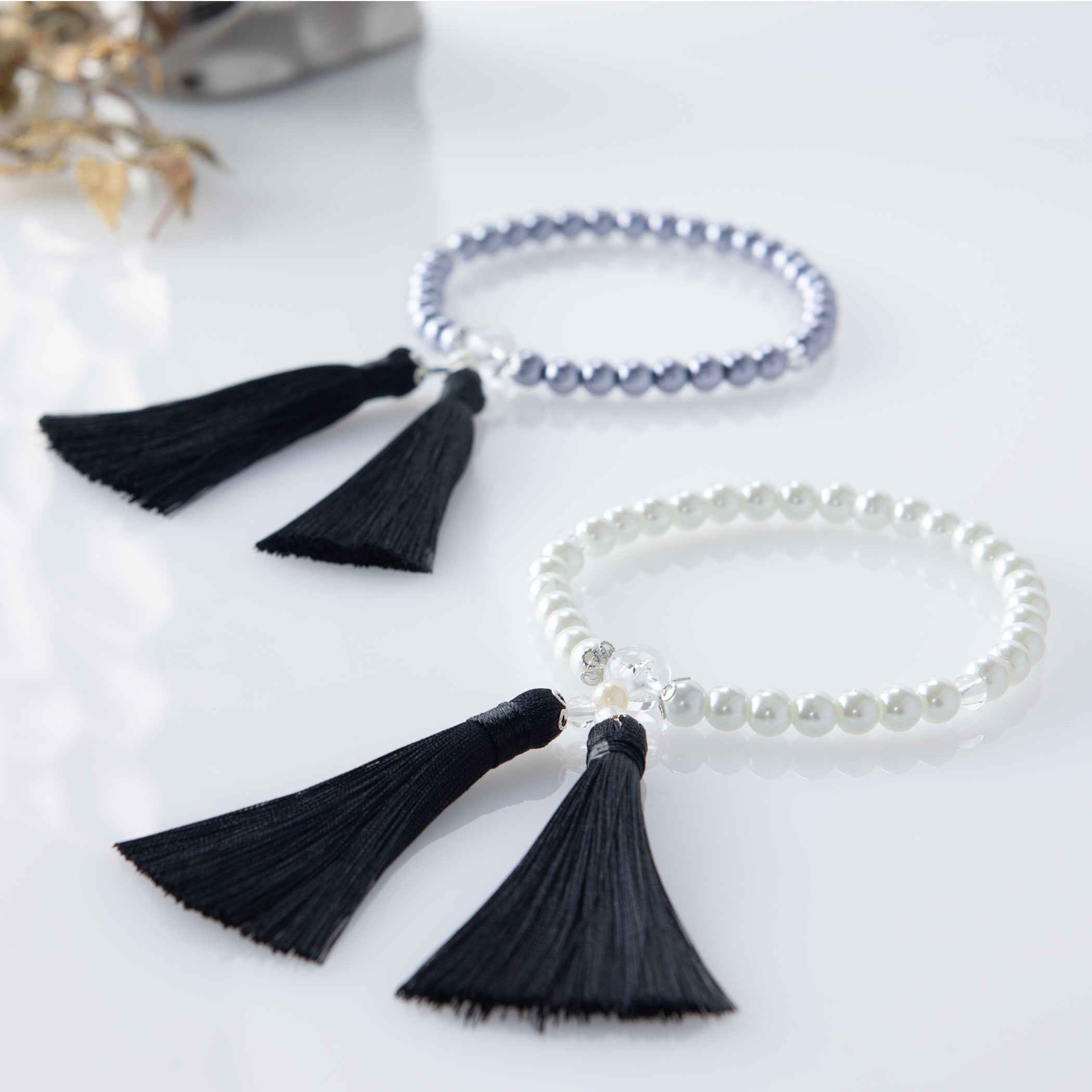 華すずか ブラック貝パール 本水晶 ヴェルベットシルク房