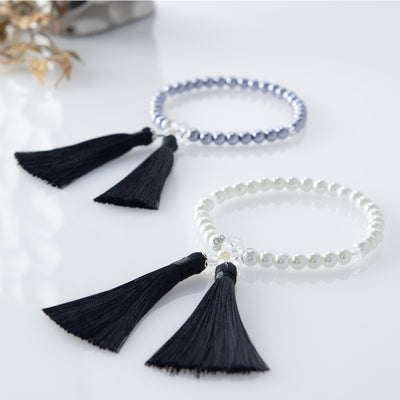 華すずか ブラック貝パール 本水晶 ヴェルベットシルク房