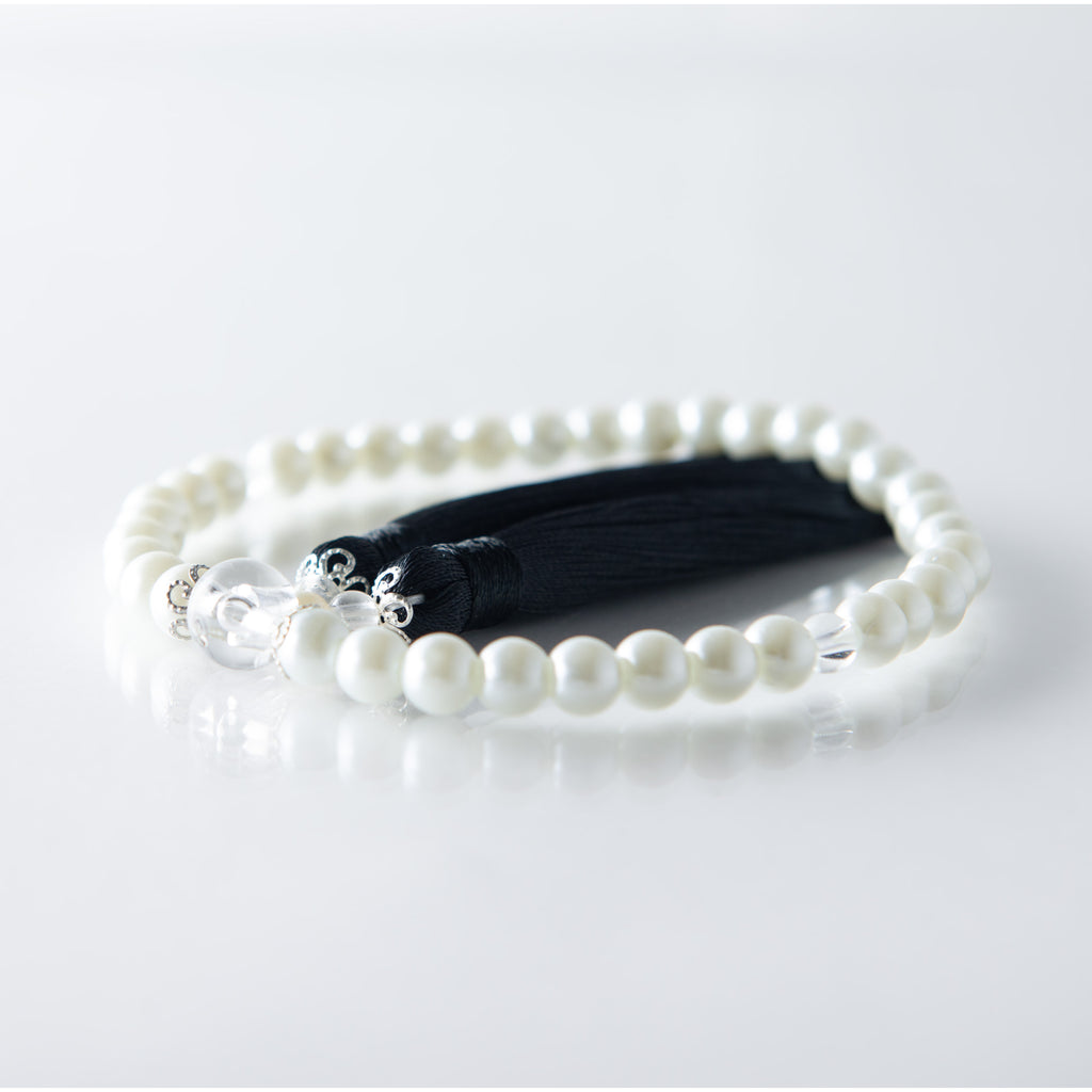 華すずか ホワイト貝パール 本水晶 ヴェルベットシルク房