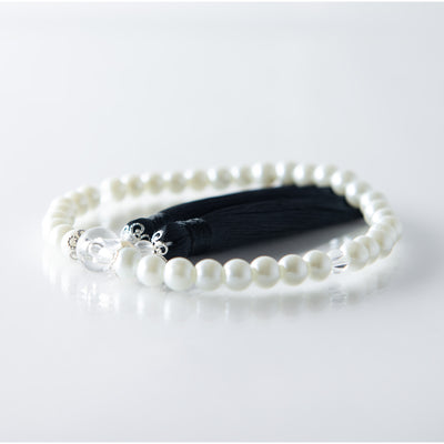 華すずか ホワイト貝パール 本水晶 ヴェルベットシルク房