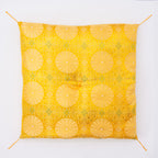 お仏壇 手と手 織り込み座布団 黄色