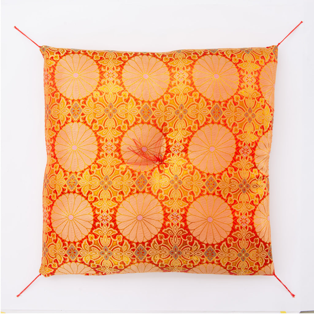 お仏壇 手と手 織り込み座布団 赤