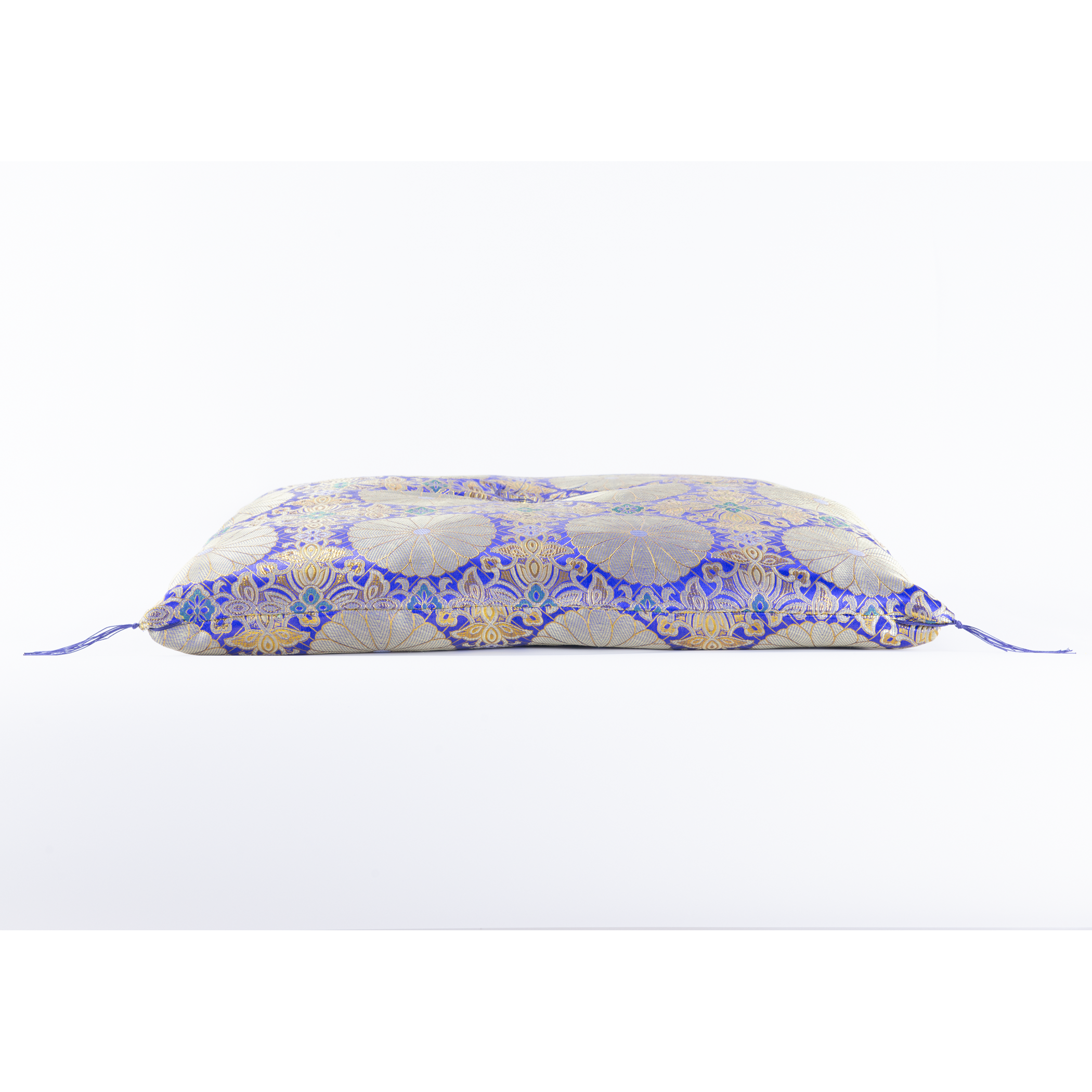 お仏壇 手と手 織り込み座布団 青