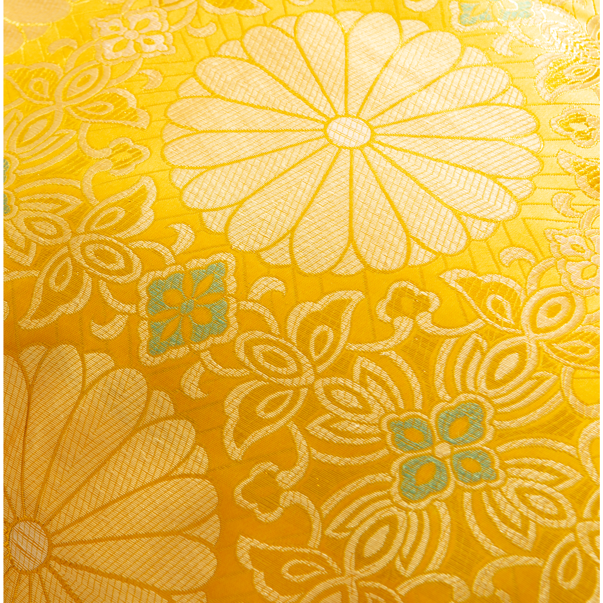 お仏壇 手と手 織り込み座布団 黄色