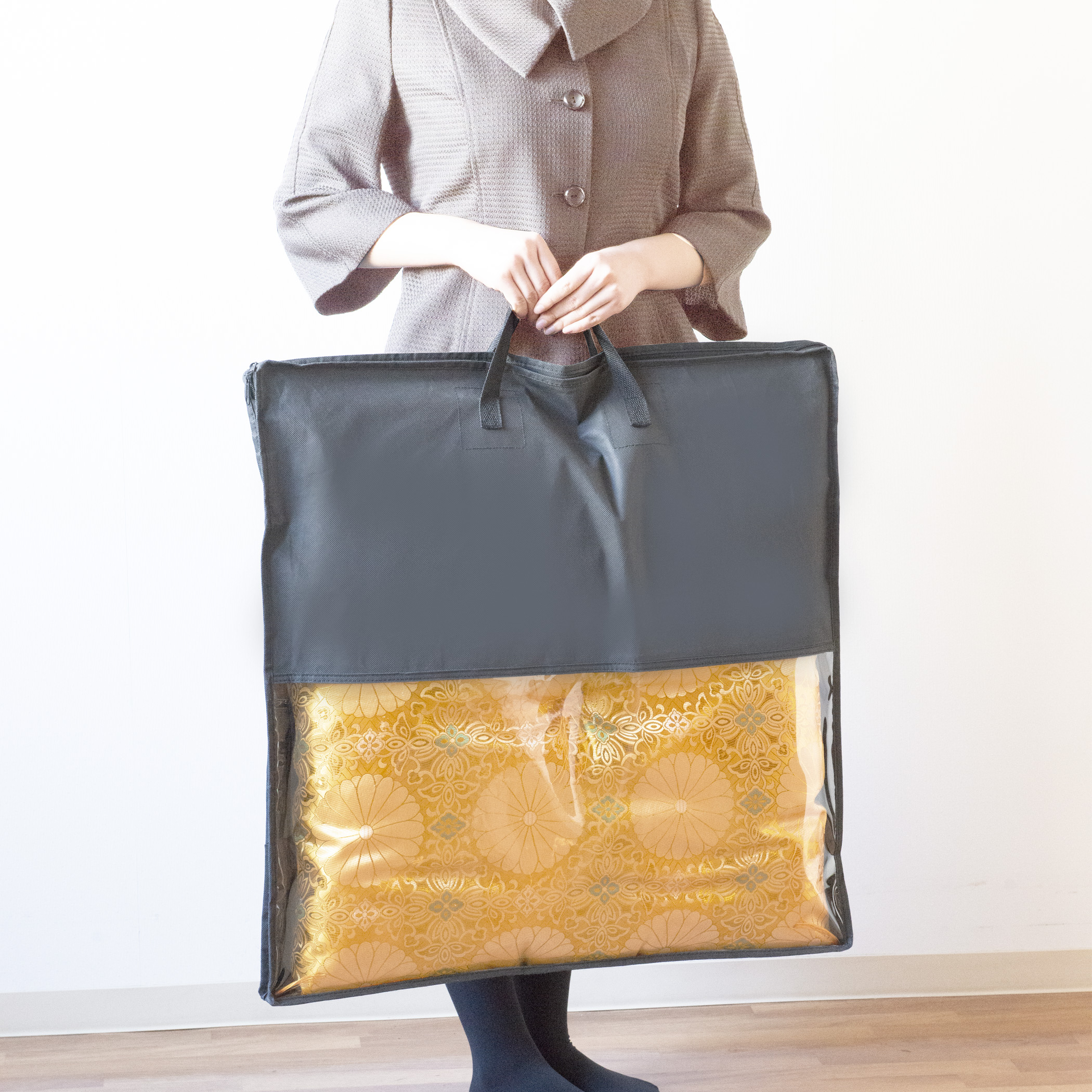 お仏壇 手と手 織り込み座布団 黄色