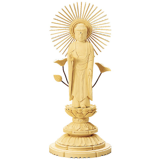 総白木 丸台座 東立弥陀 3寸